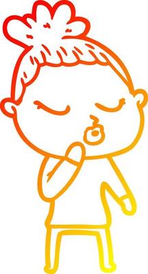 warm gradient line drawing cartoon calm woman