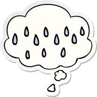 cartoon rain and thought bubble as a printed sticker vector