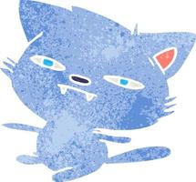 retro cartoon of cute kawaii cat vector