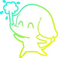 cold gradient line drawing cute cartoon elephant spouting water vector