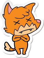 sticker of a cartoon cross eyed fox vector