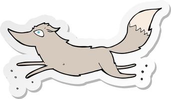 sticker of a cartoon wolf running vector