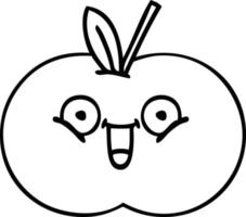 line drawing cartoon juicy apple vector