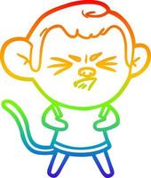 rainbow gradient line drawing cartoon annoyed monkey vector