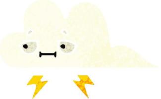 retro illustration style cartoon thunder cloud