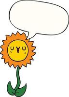 cartoon flower and speech bubble vector