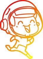 warm gradient line drawing happy cartoon astronaut vector