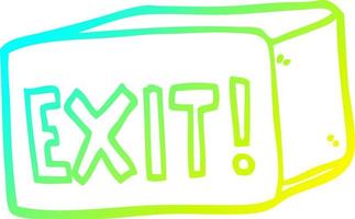cold gradient line drawing cartoon exit sign vector