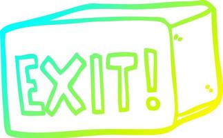 cold gradient line drawing cartoon exit sign vector