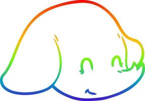 dibujo de línea de gradiente de arco iris cara de elefante de dibujos animados vector