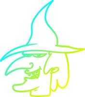 cold gradient line drawing cartoon witch vector