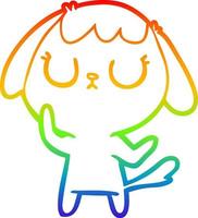 rainbow gradient line drawing cute cartoon dog vector