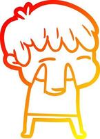 warm gradient line drawing cartoon curious boy vector