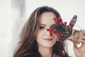 maquillaje de mujer de navidad foto