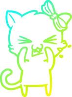 cold gradient line drawing cartoon cat vector