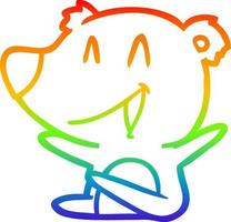 rainbow gradient line drawing laughing bear cartoon vector