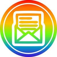 envelope letter circular in rainbow spectrum vector