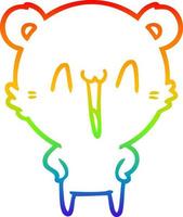 rainbow gradient line drawing happy polar bear cartoon vector