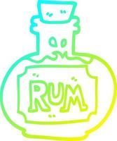 cold gradient line drawing cartoon old bottle of rum vector