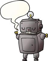 cartoon robot and speech bubble in smooth gradient style vector