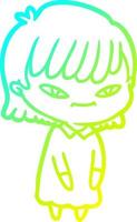 cold gradient line drawing cartoon woman vector