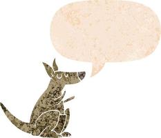 cartoon kangaroo and speech bubble in retro textured style vector