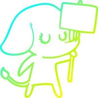 cold gradient line drawing cute cartoon elephant vector