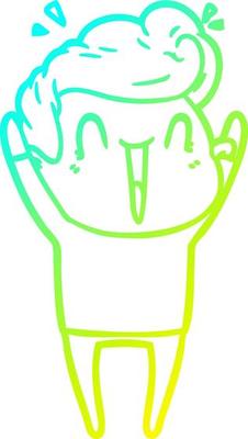 cold gradient line drawing cartoon excited man