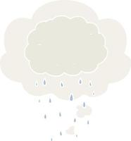 cartoon rain cloud and thought bubble in retro style vector