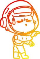 warm gradient line drawing cartoon stressed astronaut vector