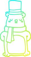 cold gradient line drawing cartoon bear vector