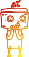 warm gradient line drawing nervous cartoon robot vector