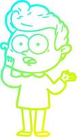 cold gradient line drawing cartoon staring man vector