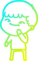 cold gradient line drawing cartoon happy boy vector