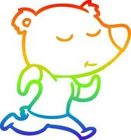 dibujo de línea de gradiente de arco iris feliz oso polar de dibujos animados vector