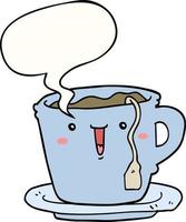 cute cartoon cup and saucer and speech bubble vector