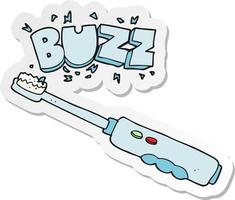 sticker of a cartoon buzzing electric toothbrush vector