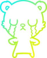 cold gradient line drawing crying cartoon bear vector