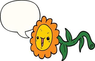 cartoon flower and speech bubble vector