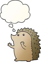 cartoon hedgehog and thought bubble in smooth gradient style vector