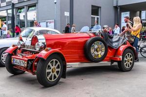 GERMANY, LIMBURG - APR 2017 red vintage BUGATTI TYPE 38 ROADSTER in Limburg an der Lahn, Hesse, Germany photo