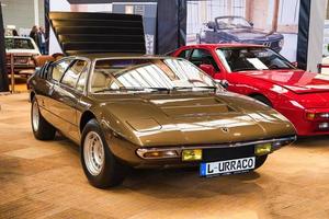 FRIEDRICHSHAFEN - MAY 2019 sand golden LAMBORGHINI URACCO 1973 coupe at Motorworld Classics Bodensee on May 11, 2019 in Friedrichshafen, Germany photo