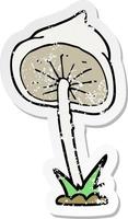 retro distressed sticker of a cartoon mushroom vector