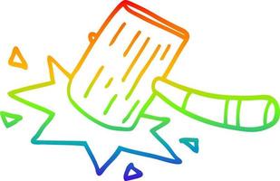 rainbow gradient line drawing cartoon mallet vector