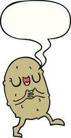 cartoon happy potato and speech bubble vector