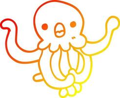 warm gradient line drawing cartoon jellyfish vector