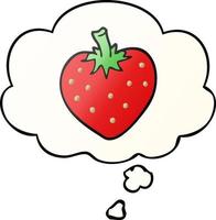 cartoon strawberry and thought bubble in smooth gradient style vector