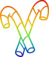 rainbow gradient line drawing candy canes vector