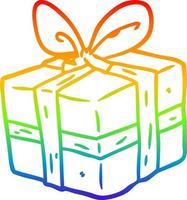 rainbow gradient line drawing wrapped gift vector