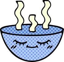 comic book style cartoon bowl of hot soup vector